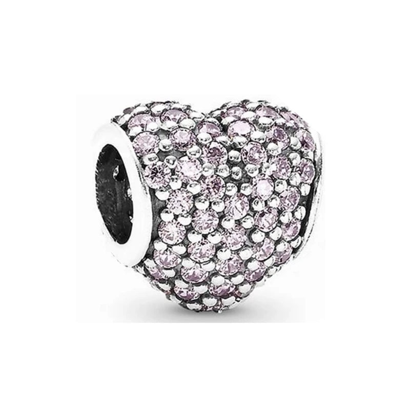 Sparkling Intertwined Love Hearts Charm Beads for 925 Sterling Silver Bracelet