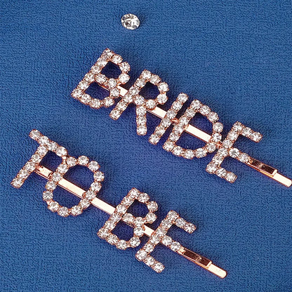 Silver Bride To Be Rhinestone Hair Clips Set - Elegant Barrettes and Hairpins for Stunning Bridal Styles