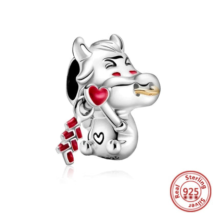 Cute Animal Family Charm Beads for DIY Silver Bracelet Jewelry Making Y198