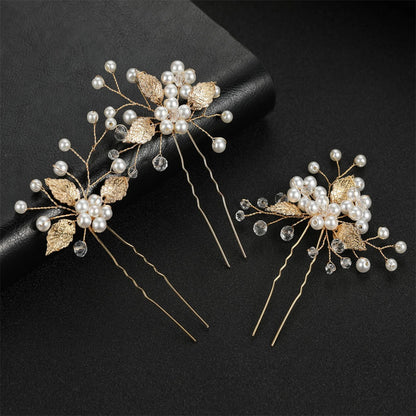 Elegant Pearl Flower Wedding Hairpin Comb Set for Brides
