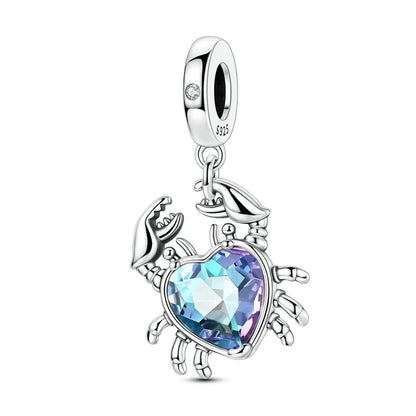 925 Sterling Silver Love Starry Sky Cat Paw Charms Beads