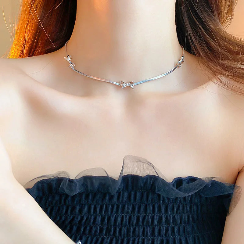 Silver Color Bowknot Bracelets for Women Girls Jewelry Gifts