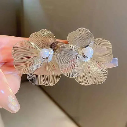 LATS Unique Metal Flower Stud Earrings for Women – Fashionable Wedding and Birthday Jewelry