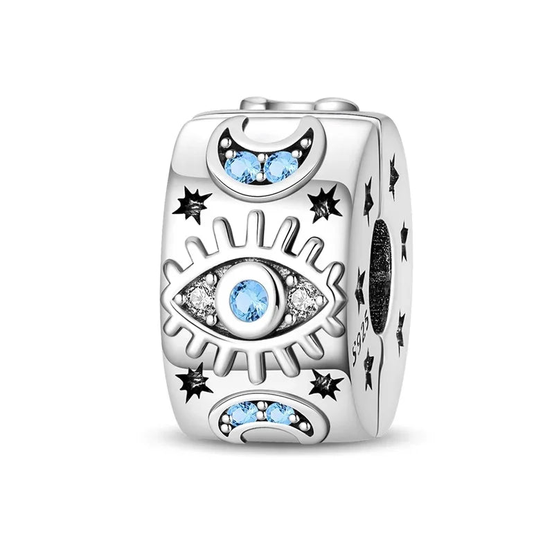 925 Sterling Silver Blue Evil Eye Jewelry Set With Zircon Charms Pendant Ring Earrings For Bracelet Necklace Gift