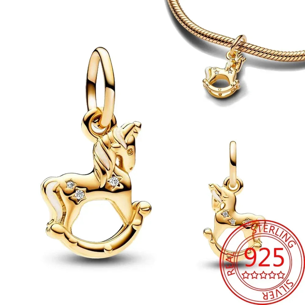 925 Sterling Silver Festive Cookie House Heart Nutcracker Dangle Charm for DIY Christmas Tree and Original Bracelet Gift