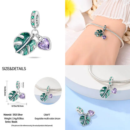 Elegant Sterling Silver Purple Flower Beads for DIY Jewelry and Charm Bracelets