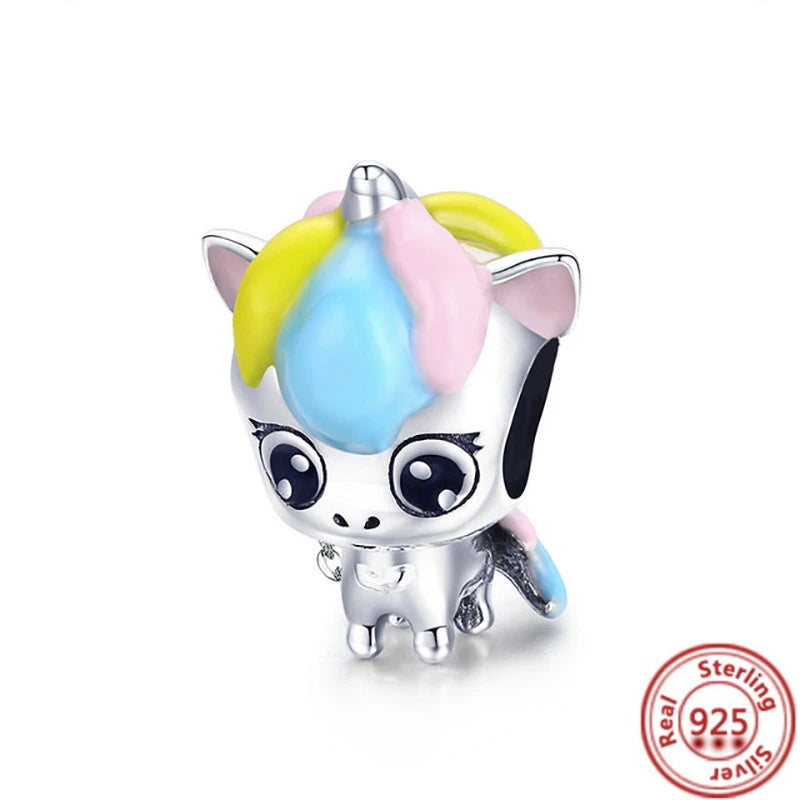 Sterling Silver Animal Charm Beads for Bracelets Featuring Unicorns, Squirrels, Elephants, Owls, Cats, Dogs, Lions, Bears and Rabbits Y715
