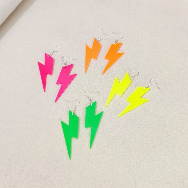 KUGUYS 6.5cm Glitter Neon Acrylic Drop Earrings for Women Classic Summer Accessory