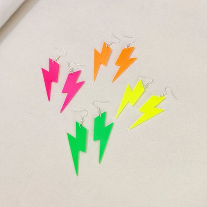KUGUYS 6.5cm Glitter Neon Acrylic Drop Earrings for Women Classic Summer Accessory