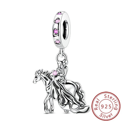 925 Sterling Silver Owl Bow Zircon Charm Beads Pendant