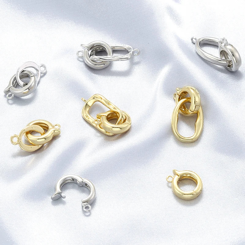 ZHUKOU 18K Gold Plated Connector Clasps for Jewelry Crafting in Four Elegant Styles