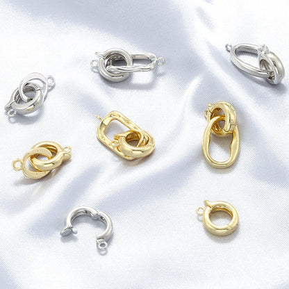 ZHUKOU 18K Gold Plated Connector Clasps for Jewelry Crafting in Four Elegant Styles