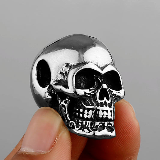Retro Gothic Skull Pendant Necklace for Men - Bold Titanium Stainless Steel Biker Jewelry