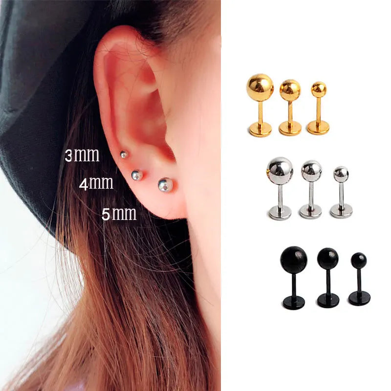 Stainless Steel Tragus Helix Ball Studs Set for Men and Women Body Piercing Jewelry