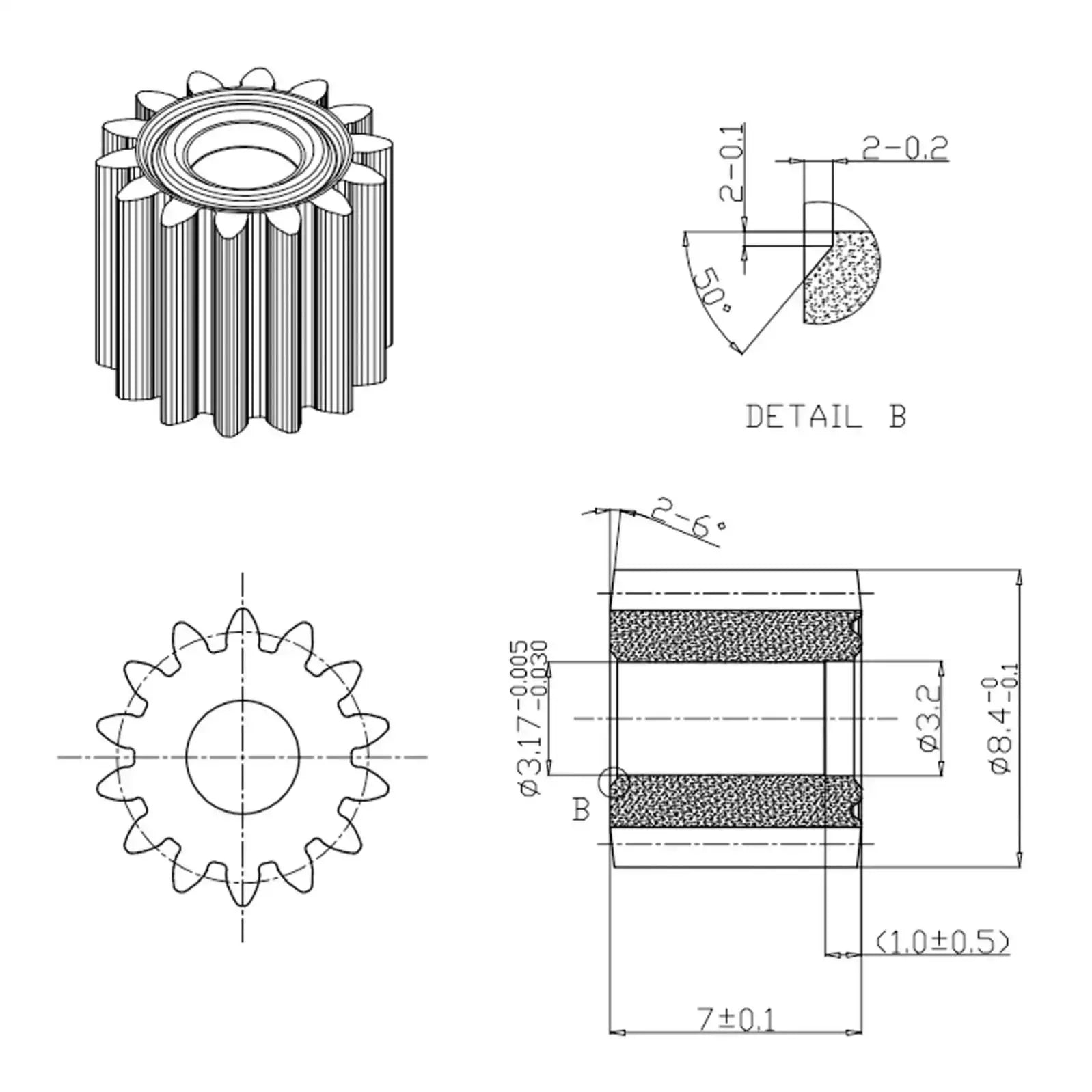 RS550 DC Motor 8.2mm 14Teeth Gear 25000RPM Drill Tool CHINA