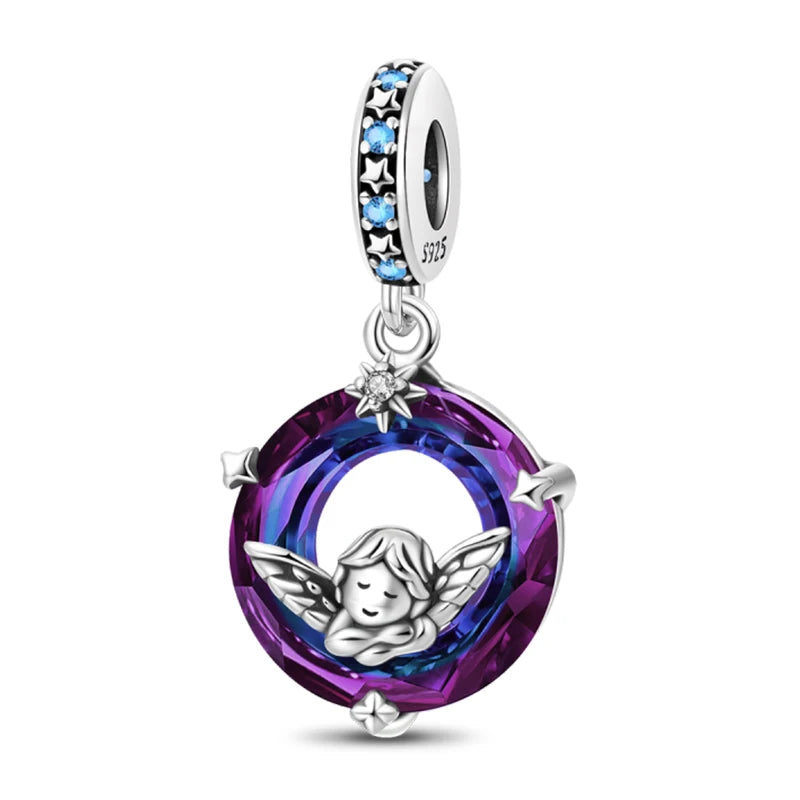 Sterling Silver Angel Mother Friendship Charm Beads for DIY Bracelets wPAC1558