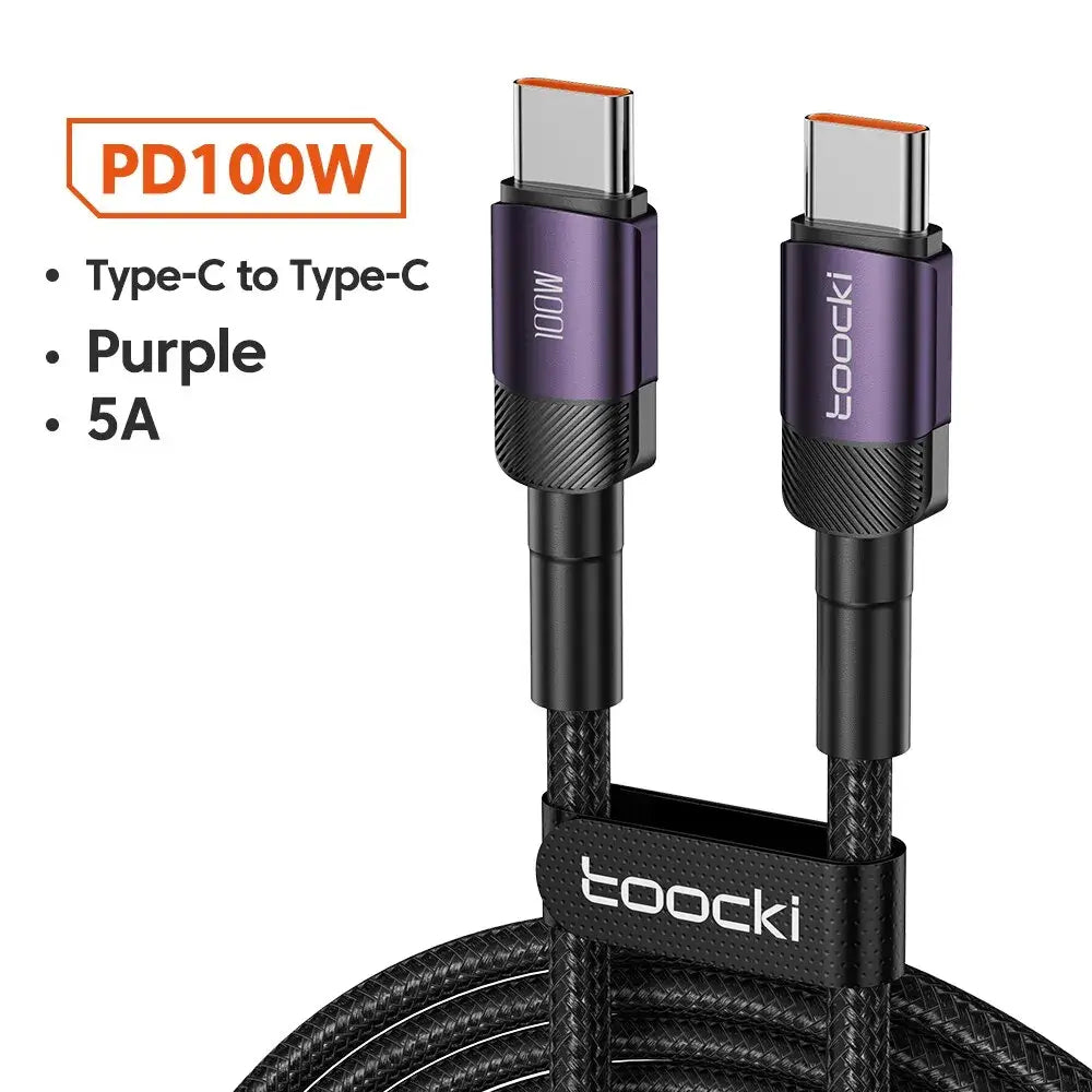 Toocki USB Type C Cable Fast Charging USB C Charger Cord 1m 2m 2m 100W C to C Green