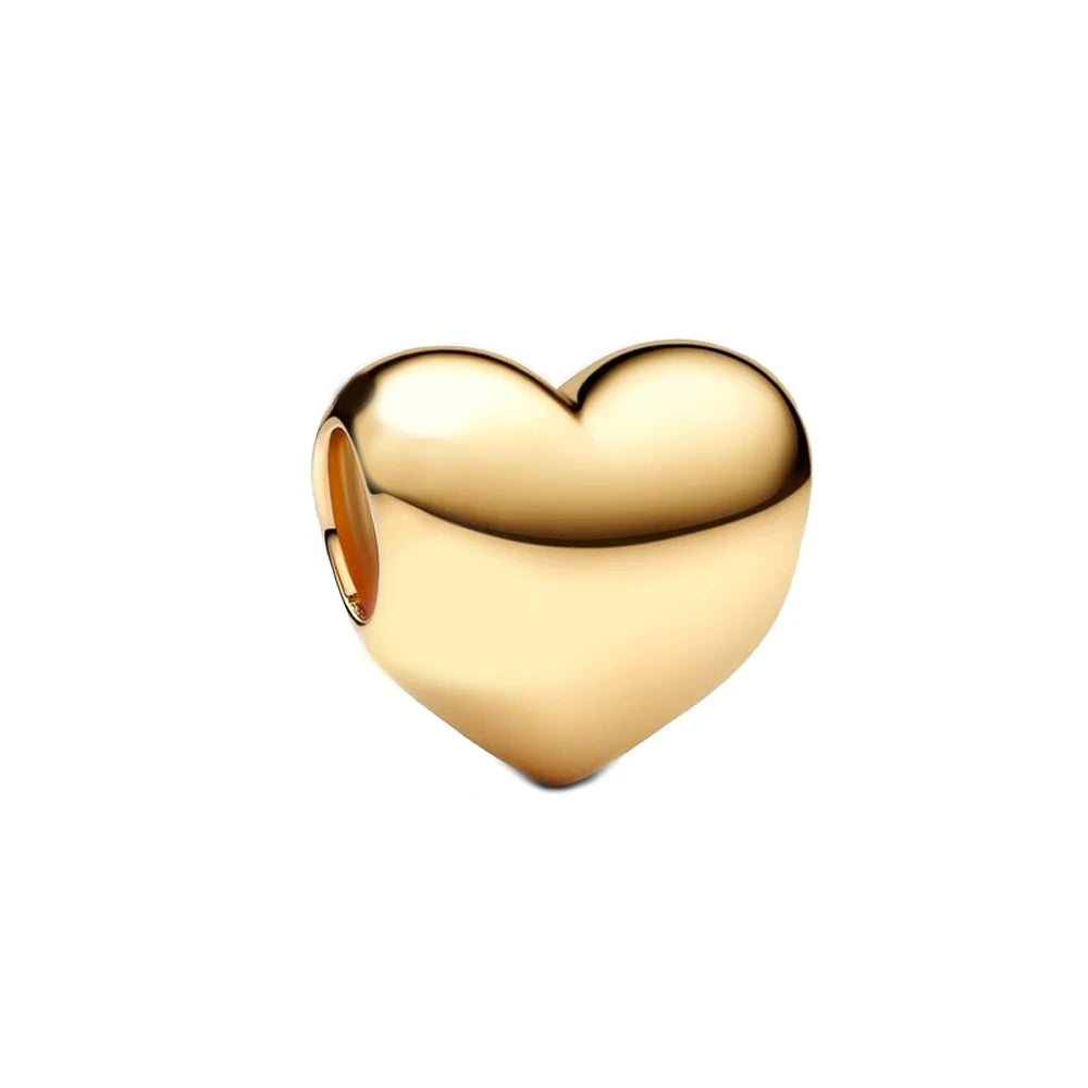 925 Sterling Silver Zirconia Heart Gold Silver Charm