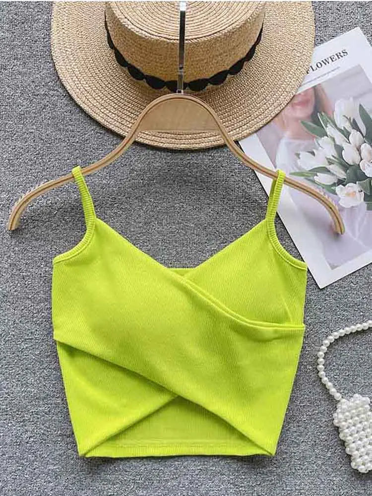 Lavender Camisole Tank Top Women Irregular Strap Chic Slim