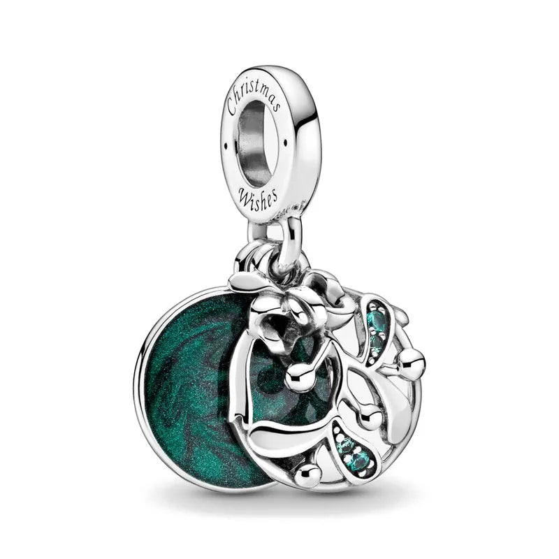 925 Sterling Silver Green Clover Pendant for European Bracelet Charms Women Jewelry B290
