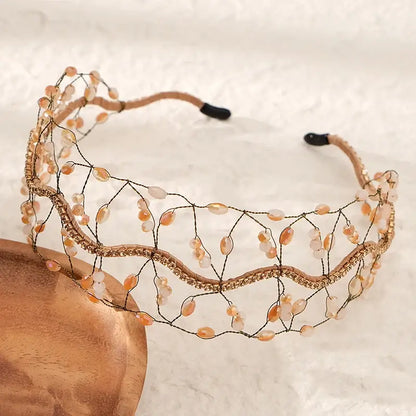 Women Luxury Crystal Bead Bridal Headband Royal Crown Tiara TS-J3263XB