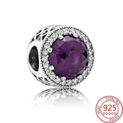 925 Sterling Silver Purple Star Animal Heart Flower Charms Beads for DIY Necklace and Bracelet Jewelry Gift