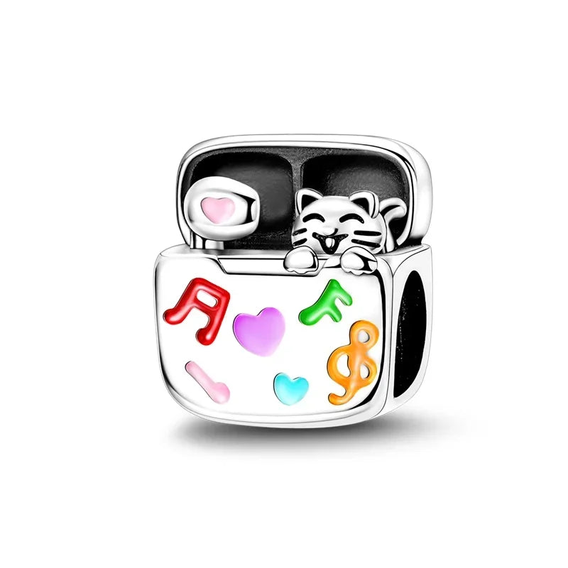 Original 925 Sterling Silver Magic Cube Charm Bead Pendant with Zircon for Bracelet and Necklace Jewelry