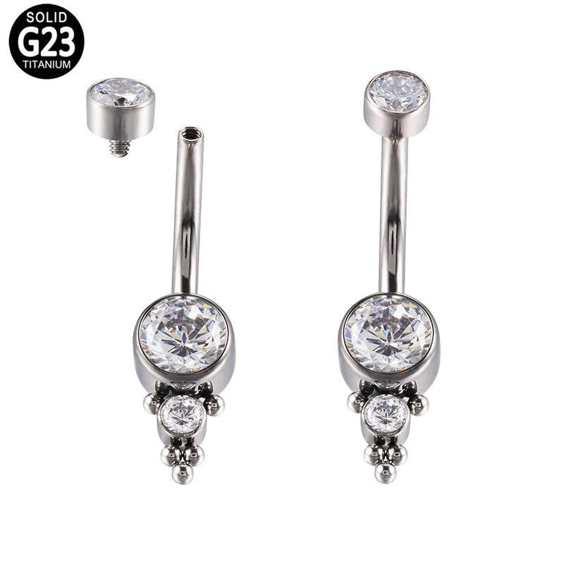 G23 Titanium Belly Button Rings with Crystal CZ Beach Pendant Jewelry