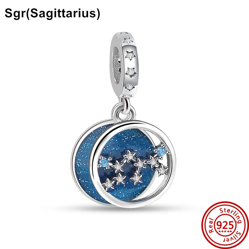 Fit Original Pantaro 925 Silver Zodiac Charm Bracelet with Colorful Zircon Beads N476