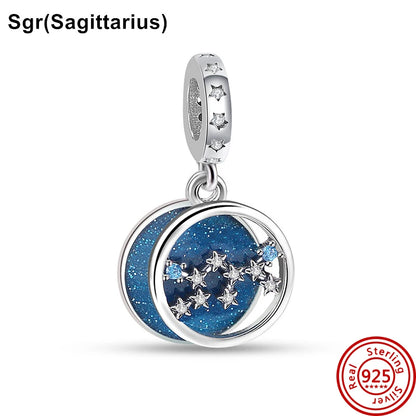 Fit Original Pantaro 925 Silver Zodiac Charm Bracelet with Colorful Zircon Beads N476
