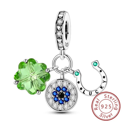925 Sterling Silver Owl Bow Zircon Charm Beads Pendant