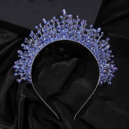Luxury Crystal Bridal Crown Headband with Silver Diamonds Handmade Wedding Hair Accessories for Elegant Brides and Bridesmaids