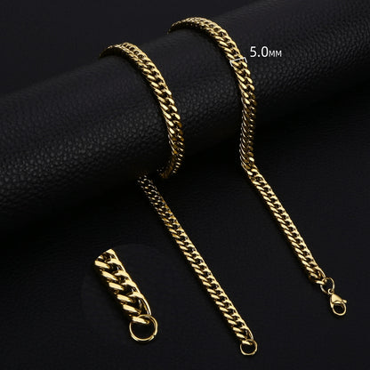 Stainless Steel Cuban Link Chain Necklace for Men and Women Punk Choker Jewelry 3.5-7MM 7MM