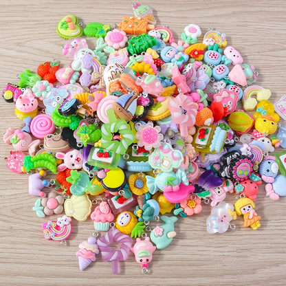 Charming Resin Animal Flower Food Fruit Set for DIY Earrings Bracelets Keychains