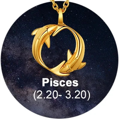 U7 Zodiac Constellations Pendant Necklace Unisex 3D Horoscope Charm Jewelry Gift