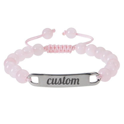 Personalized Custom Name ID Bracelet Handmade Natural Stone Braided Unisex Gift