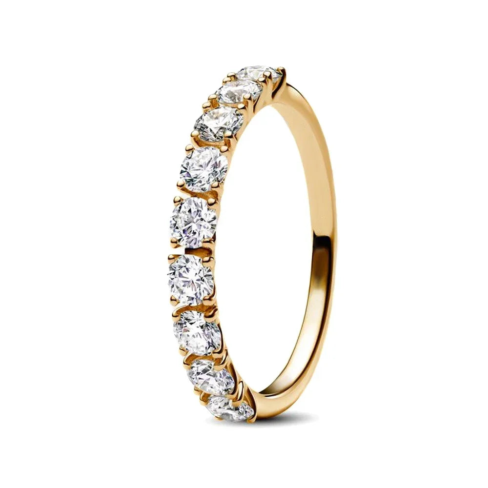 Original 925 Sterling Silver Heart Crown Bow Moon Ring with Colorful Crystal for Women Elegant Fine Jewelry Gift AMR057