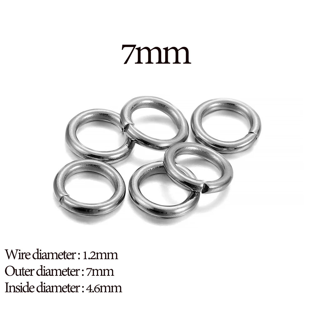 Stainless Steel Jump Rings Open Loops for DIY Jewelry Making 30 to 200 Pieces 1.2 x 7mm 200pcs