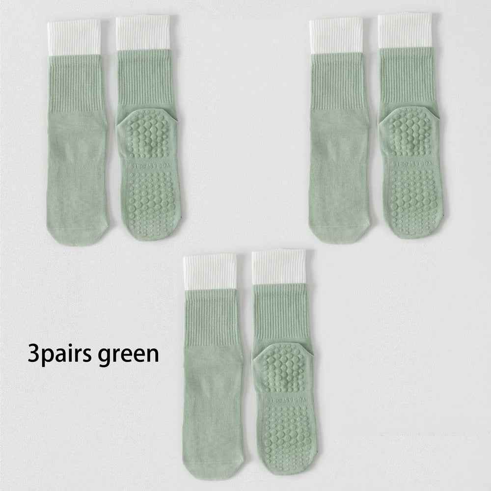 3 Pairs Hot Yoga Ankle Socks Organic Cotton Cushioned