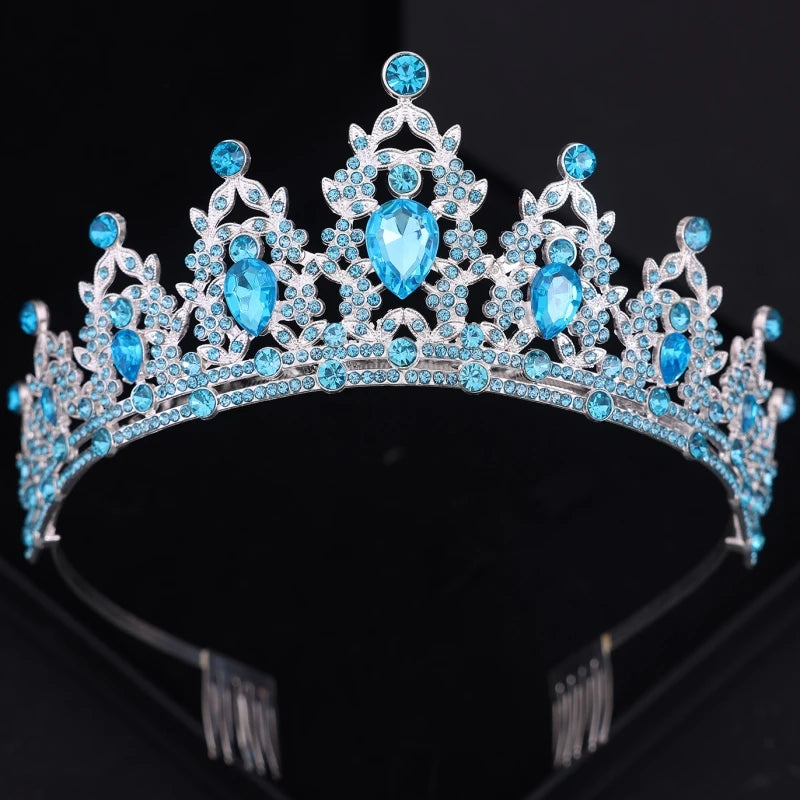 Elegant Crystal Bridal Tiara Crown for Weddings Silver Diadem Veil Headpiece Jewelry