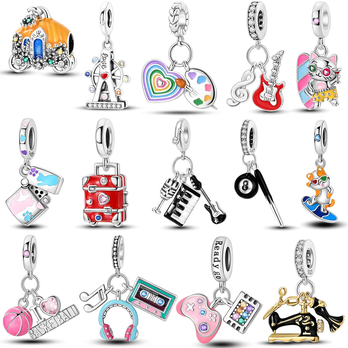 925 Sterling Silver Charm Bead Bracelet for Smartwatch and DIY Jewelry