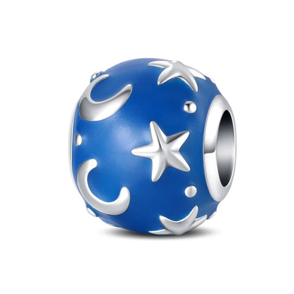 925 Sterling Silver Starry Sky Moon Earth Star Beads