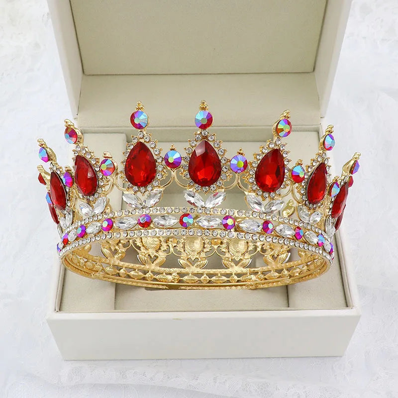 Elegant Royal Pink Crystal Bridal Tiara Crown for Weddings and Pageants
