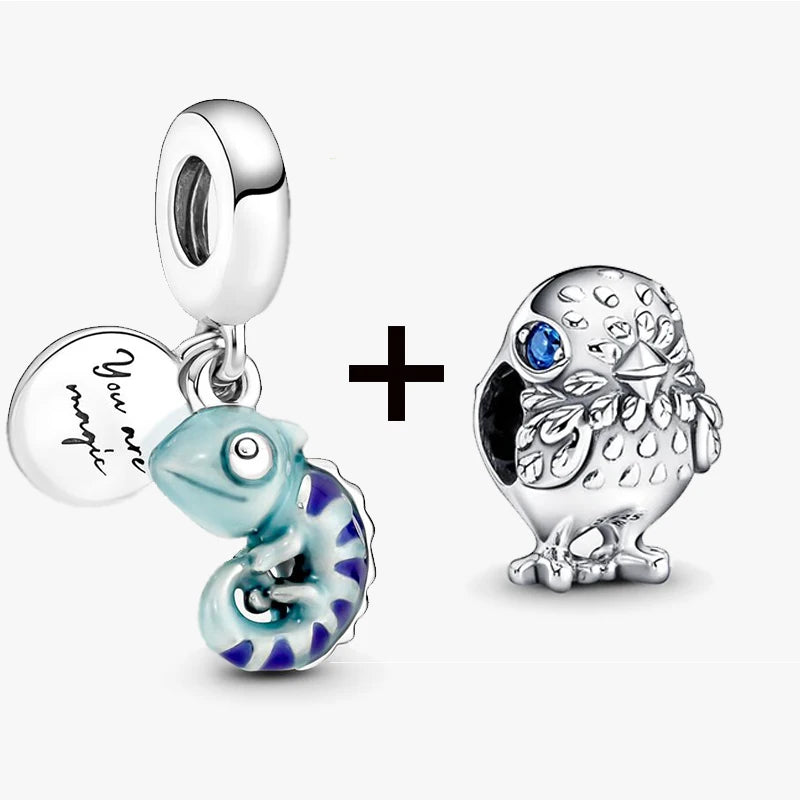 Chameleon and Turtle Pendant Beads for Charm Bracelets Jewelry Gift BD09