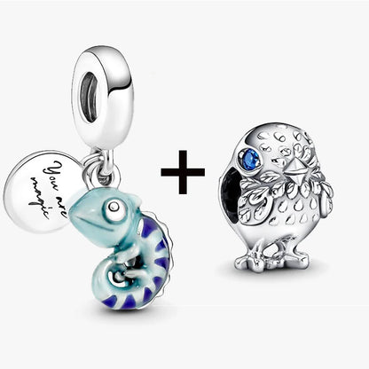 Chameleon and Turtle Pendant Beads for Charm Bracelets Jewelry Gift BD09