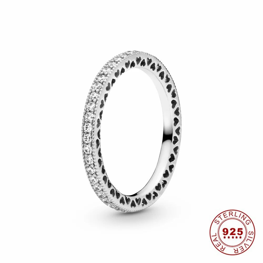 Hot Sale Original 925 Sterling Silver Tiara Heart Sparkling Wedding Ring for Women with Crystals PAR301