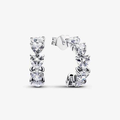 Luxury 925 Sterling Silver Chunky Hoop Earrings with Big Heart Zircon Accents for Women Wedding Party Jewelry Gifts