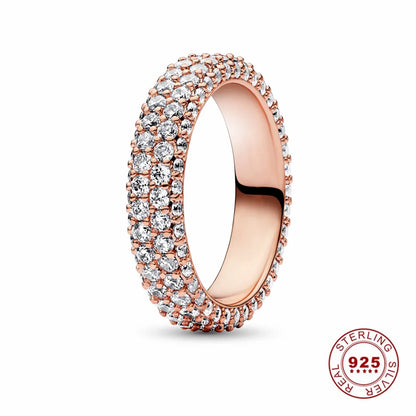 Crown 925 Sterling Silver Rose Gold Stackable Ring with Shiny Zircon for Women Perfect Wedding and Party Gift PAR007-C