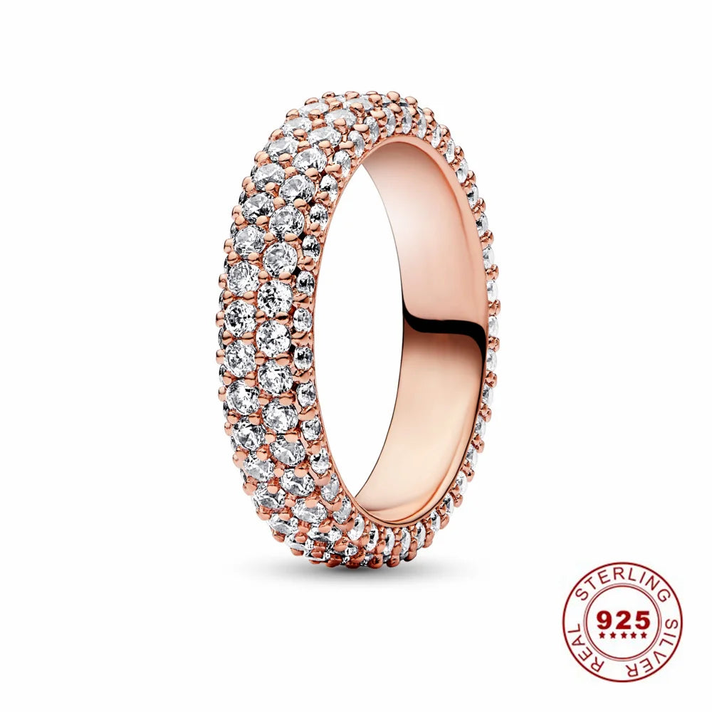 Crown 925 Sterling Silver Stackable Ring with Shiny Zircon in Rose Gold for Women Perfect for Weddings and Gifts PAR333