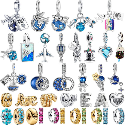 Sterling Silver Astronaut Planet Charms for Bracelets and Earrings